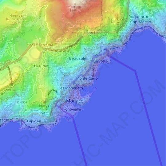Mappa altimetrica di Monaco